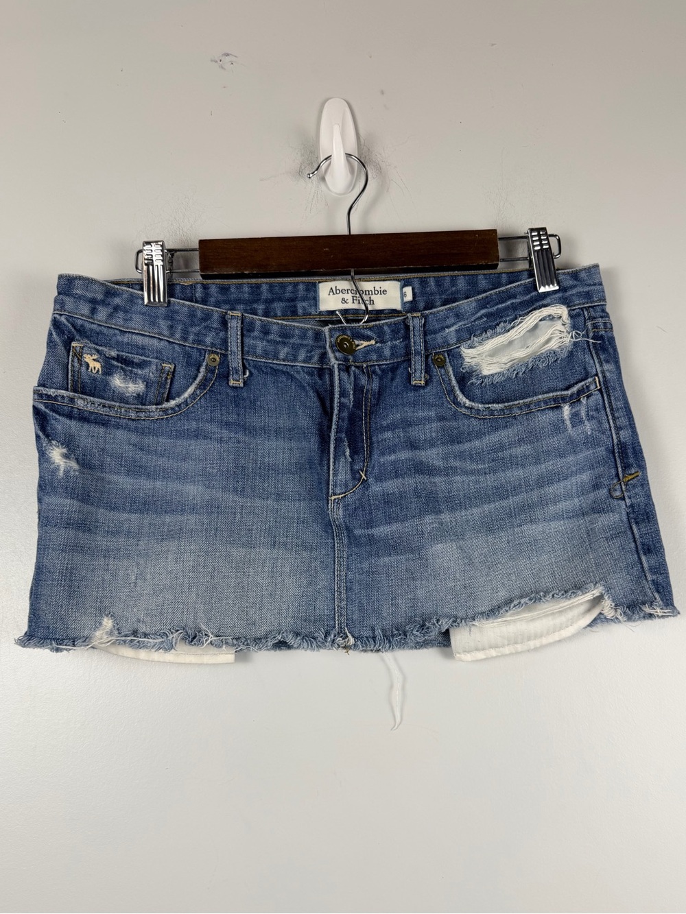 Y2k Abercrombie & fitch micro mini denim skirt distressed size 6